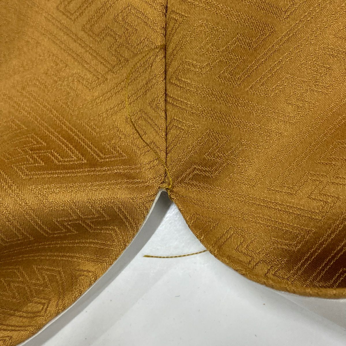 【美品】振袖禮服 身長166.5cm 袖長67cm L 雙層 鈴乃屋 御所車 櫻花 金絲 金銀彩 黃土 純蠶絲 秀品級