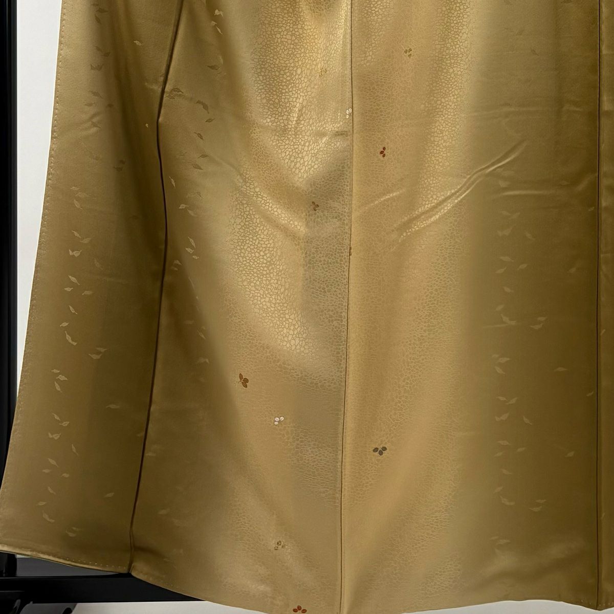 小紋 身長159.5cm 袖長63cm S 雙層 葉柄 地紋 金彩裝飾 漸層 茶 純蠶絲 優品級