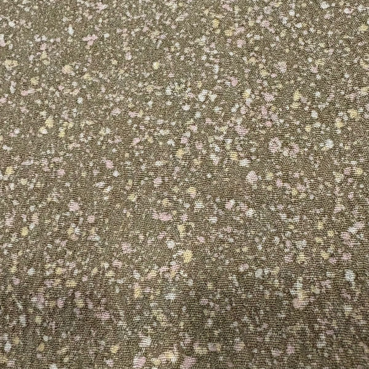 【美品】 小紋 身長160cm 袖長63cm S 雙層 落款あり 幾何學圖案 地紋 淡茶 純蠶絲 秀品級