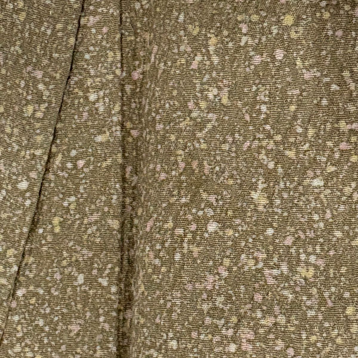【美品】 小紋 身長160cm 袖長63cm S 雙層 落款あり 幾何學圖案 地紋 淡茶 純蠶絲 秀品級