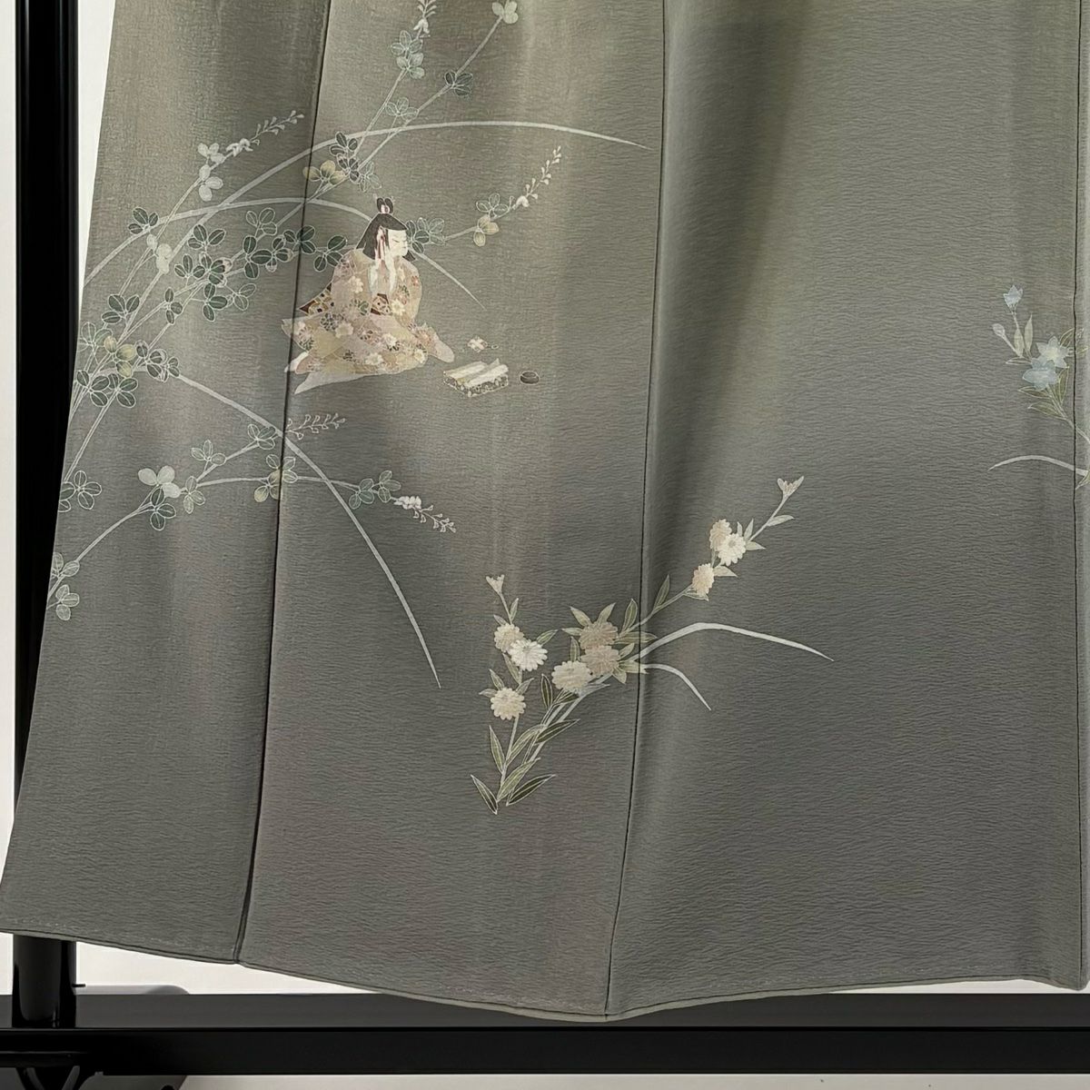 訪問服 身長152cm 袖長63.5cm S 雙層 童 萩 漸層 灰綠 純蠶絲 秀品級