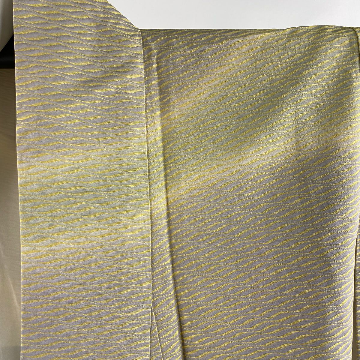 【美品】訪問服 身長153.5cm 袖長61cm S 雙層 幾何學 漸層 淡黃 純蠶絲 逸品級