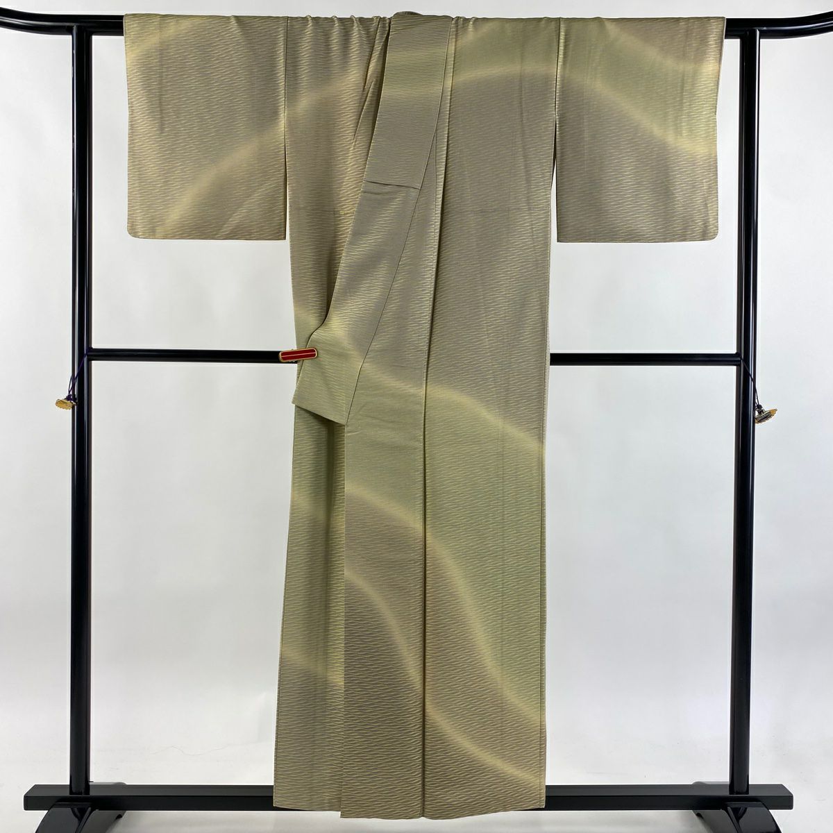 【美品】訪問服 身長153.5cm 袖長61cm S 雙層 幾何學 漸層 淡黃 純蠶絲 逸品級