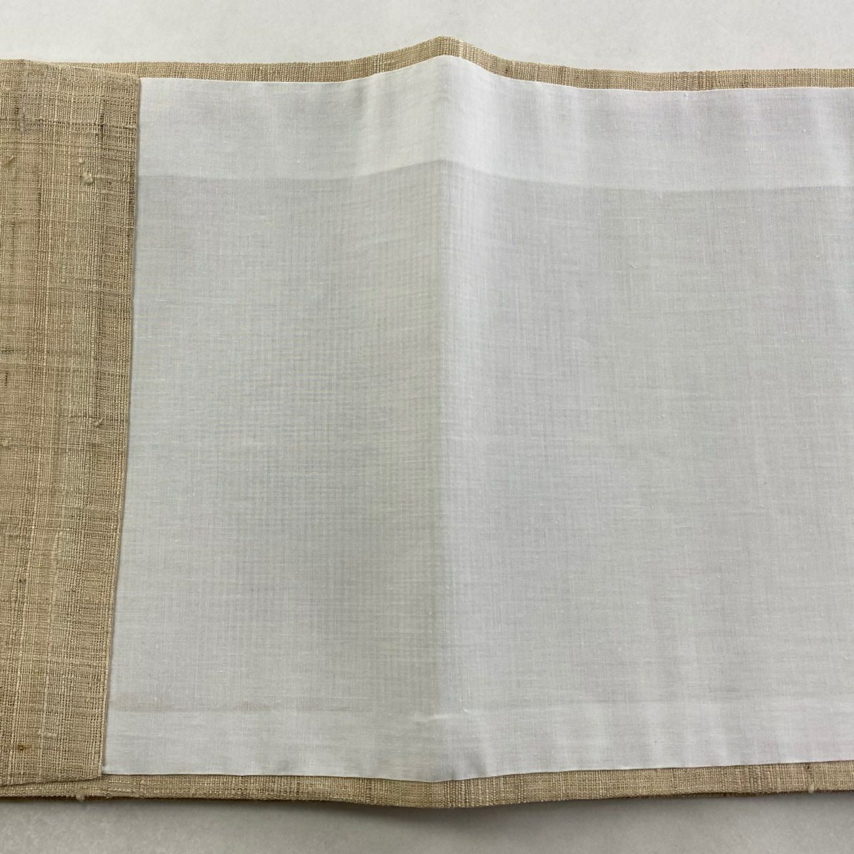 【美品】 開口名古屋帶 逸品級 家屋 草花紋 淺米色 純蠶絲