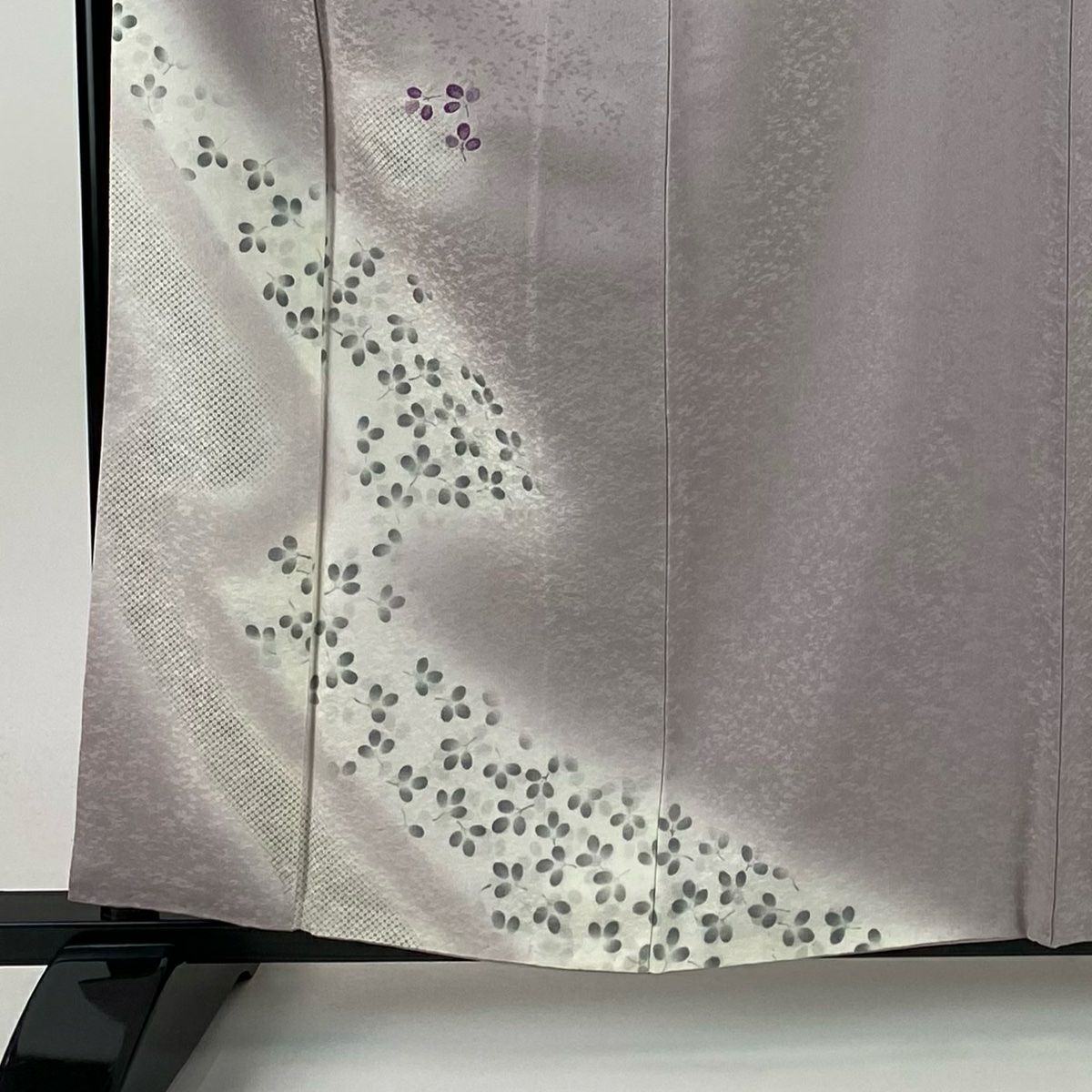 付下 身長161cm 袖長63cm S 雙層 萩 流水 刺繡 漸層 淺紫 純蠶絲 優品級