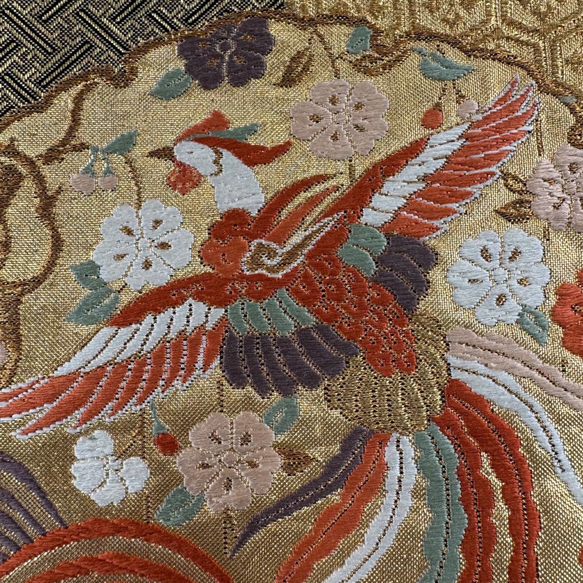 【美品】 袋帶 秀品級 鈴乃屋 雪輪 鳳凰 金絲 金金箔 金 六通 純蠶絲