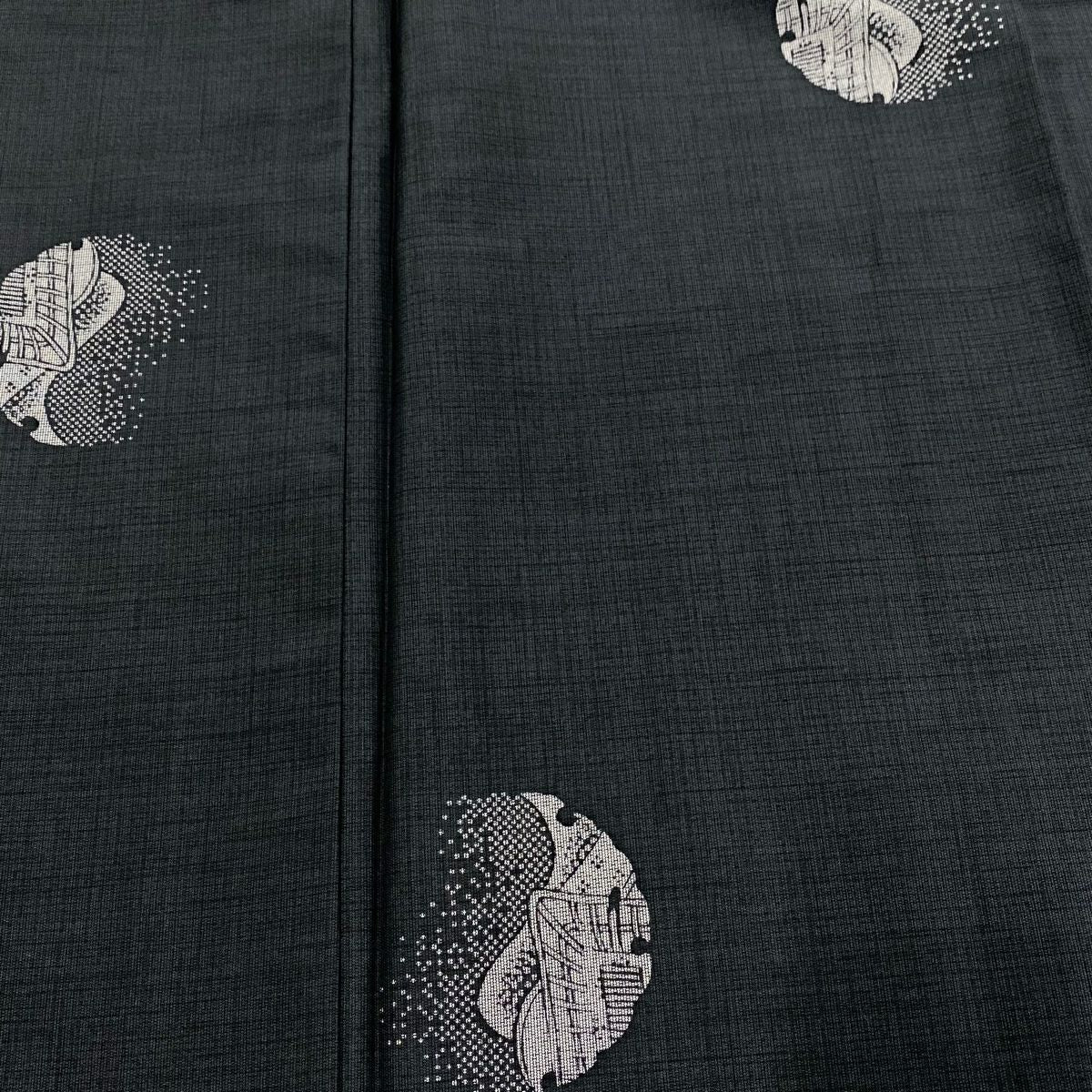 【美品】 紬織 身長158cm 袖長64.5cm M 雙層 雪輪 御所車 深藍 純蠶絲 名品級