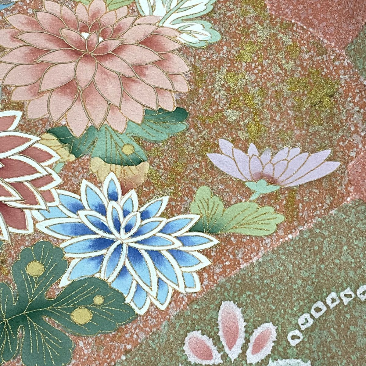 訪問服 身長156.5cm 袖長66cm M 雙層 菊花 梅花 金銀彩 鮭粉色 純蠶絲 名品級