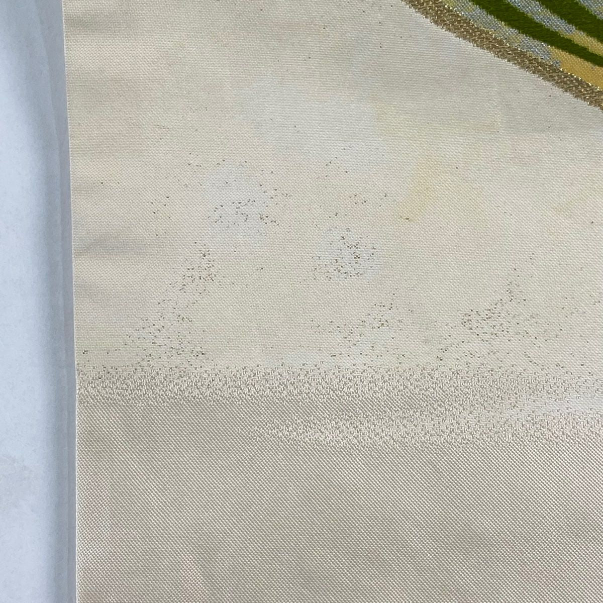 名古屋帶 秀品級 若松樹 幾何圖案 金線 金金箔 奶油色 純蠶絲