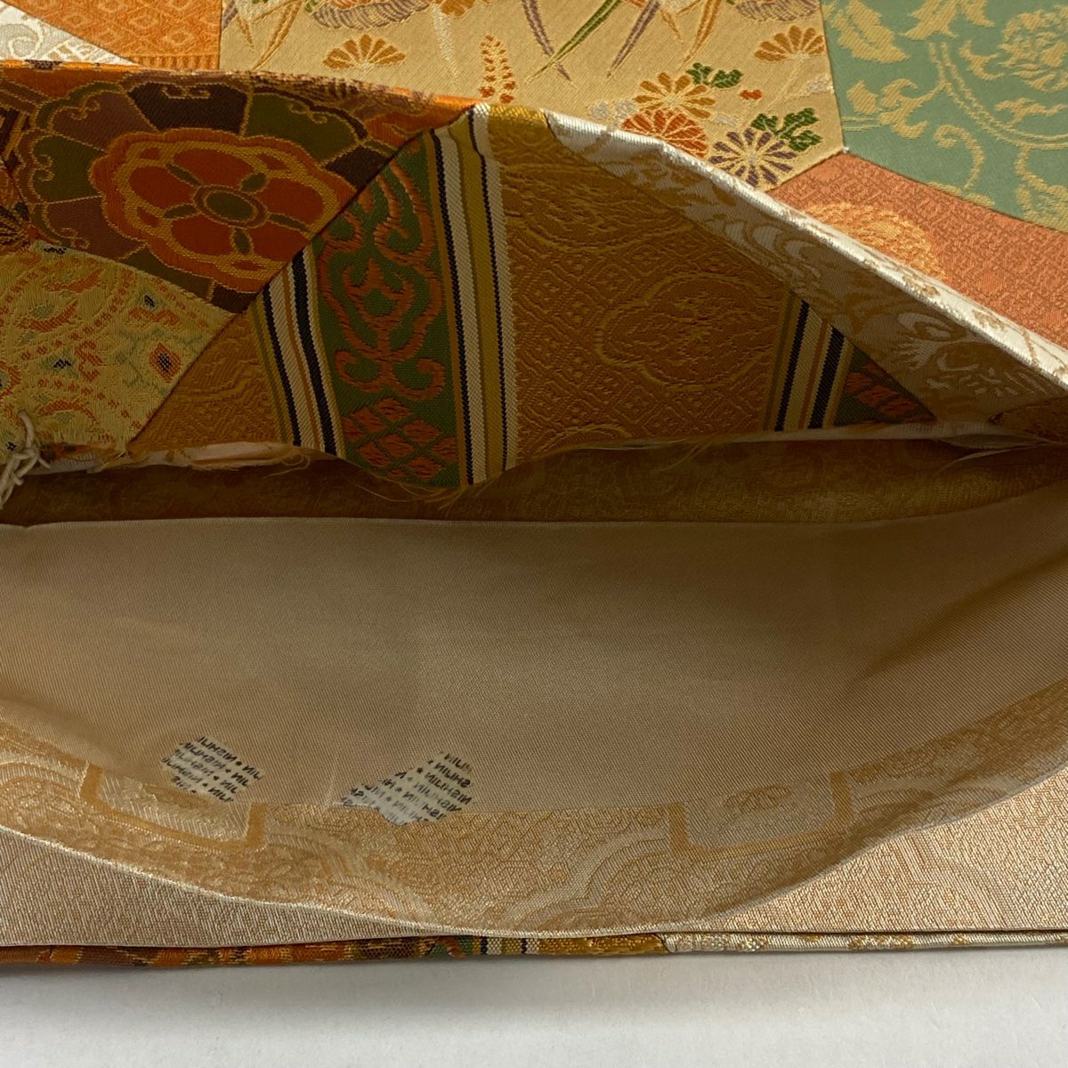 袋帶 秀品級 寄花鳥圖 金金箔 切嵌 裸色 全通 純蠶絲