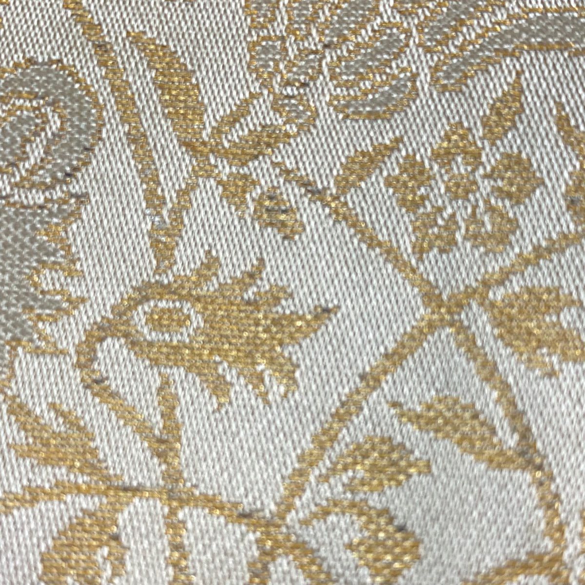 袋帶 秀品級 寄花鳥圖 金金箔 切嵌 裸色 全通 純蠶絲