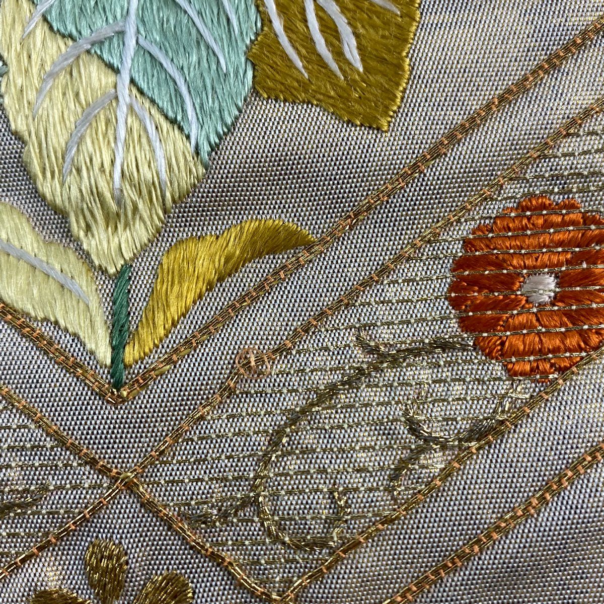 袋帶 秀品級 桐 菱 刺繡 金絲 金色 大鼓圖案 純蠶絲
