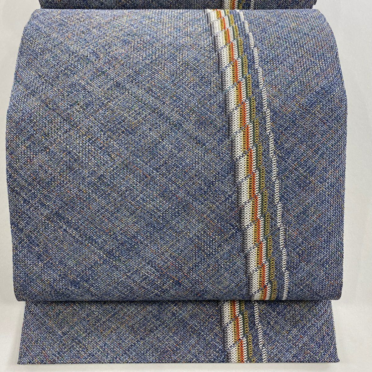 【美品】名古屋帶 優品級 八寸名古屋帶 隧道仕立 經典條紋 金絲 藍紫 純蠶絲
