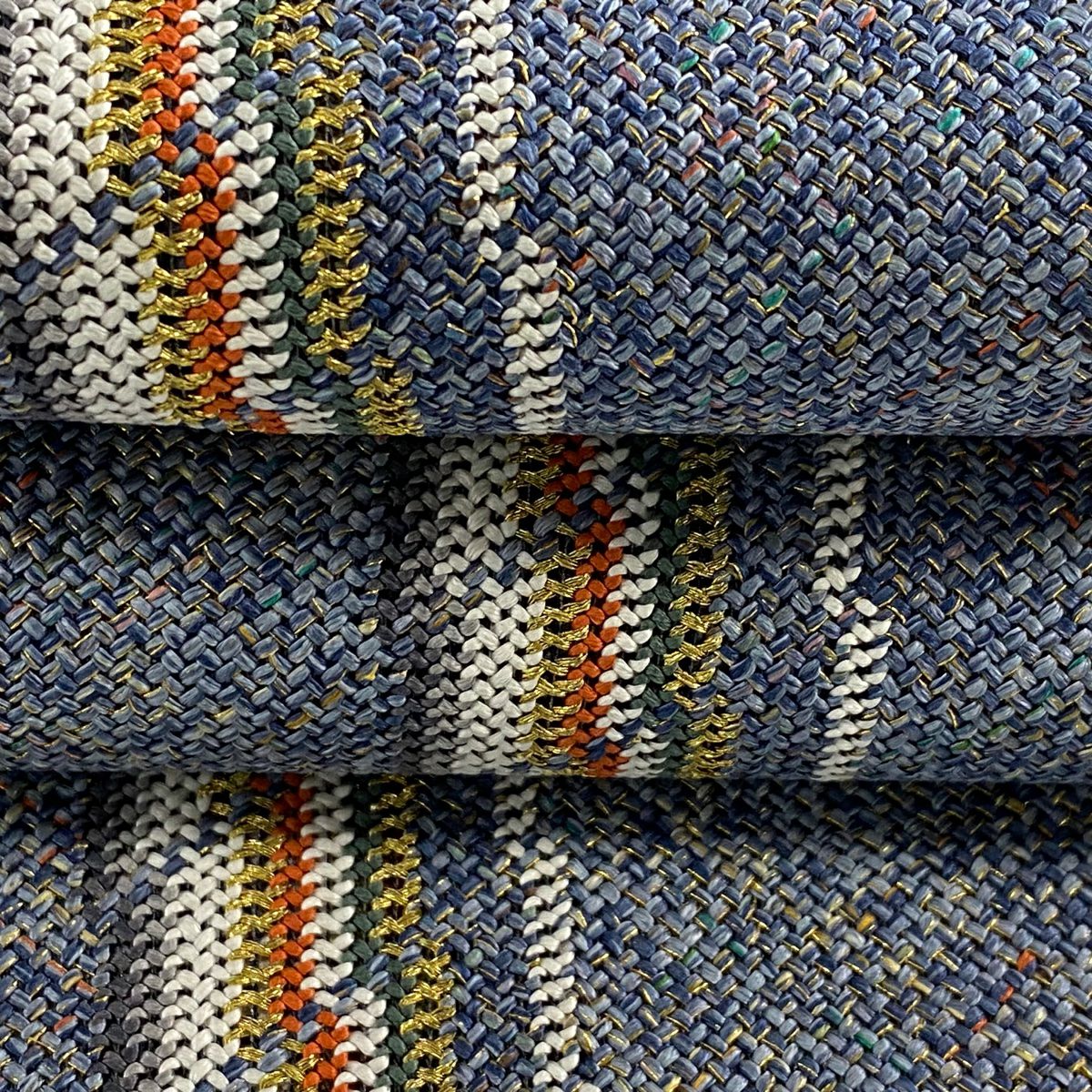 【美品】名古屋帶 優品級 八寸名古屋帶 隧道仕立 經典條紋 金絲 藍紫 純蠶絲