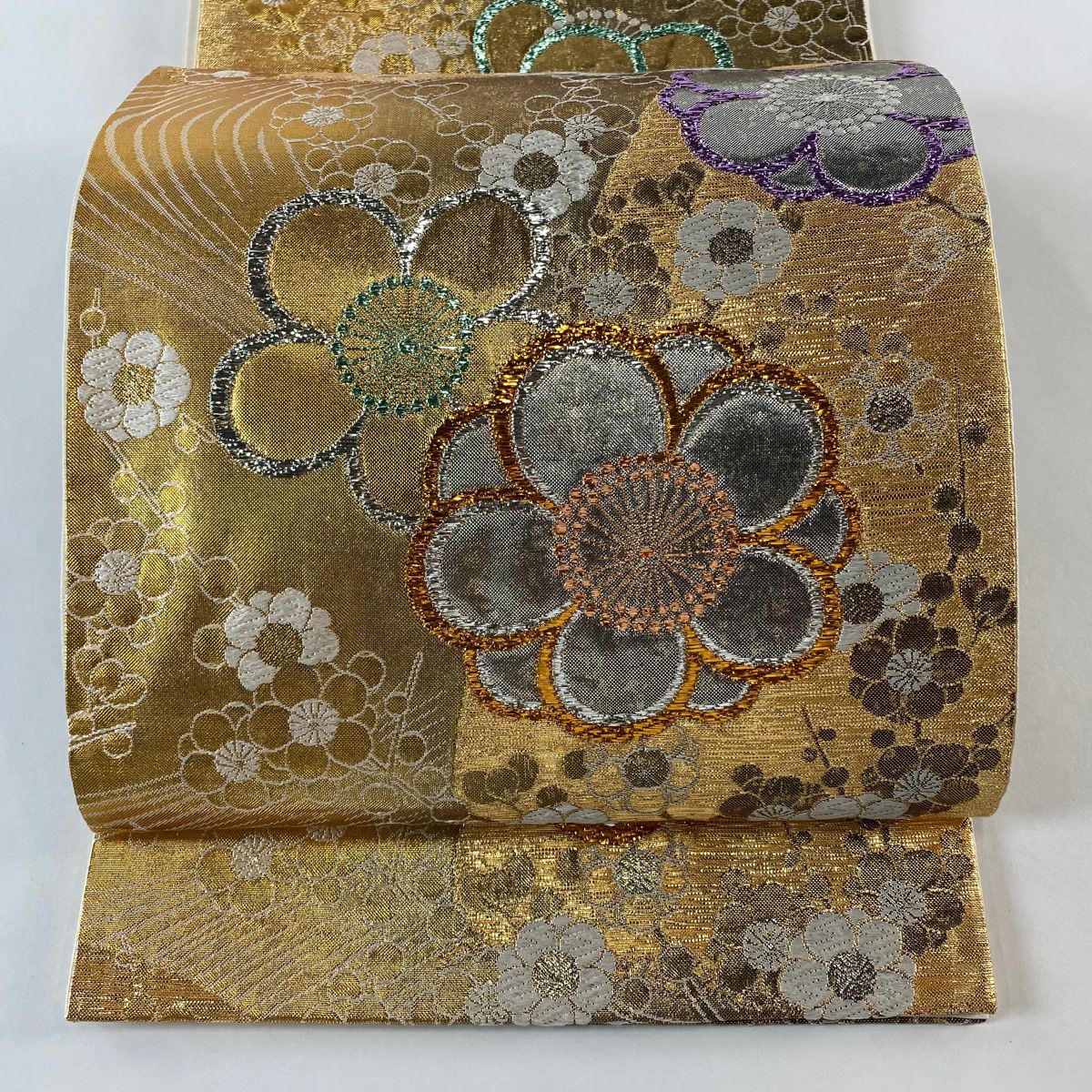 袋帶 秀品級 梅花 金絲 金金箔 金 六通 純蠶絲