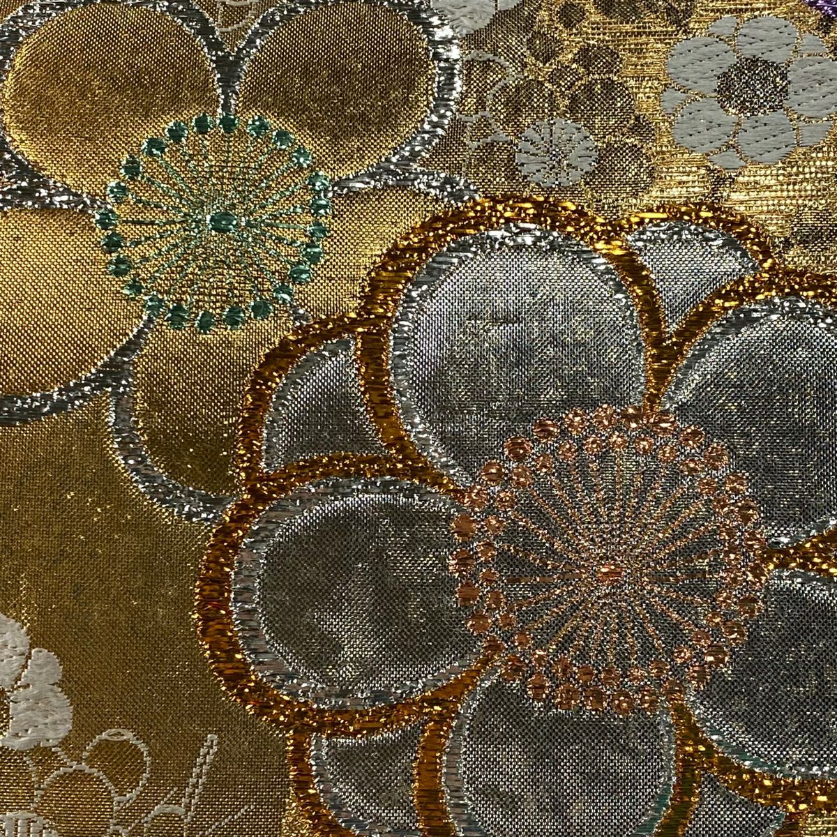 袋帶 秀品級 梅花 金絲 金金箔 金 六通 純蠶絲