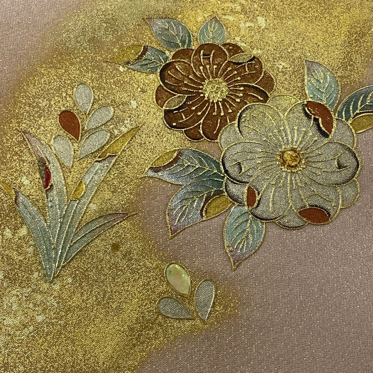 【美品】 袋帶 秀品級 草花紋紋 霞 金銀彩 金絲 粉紅 お太鼓柄 純蠶絲