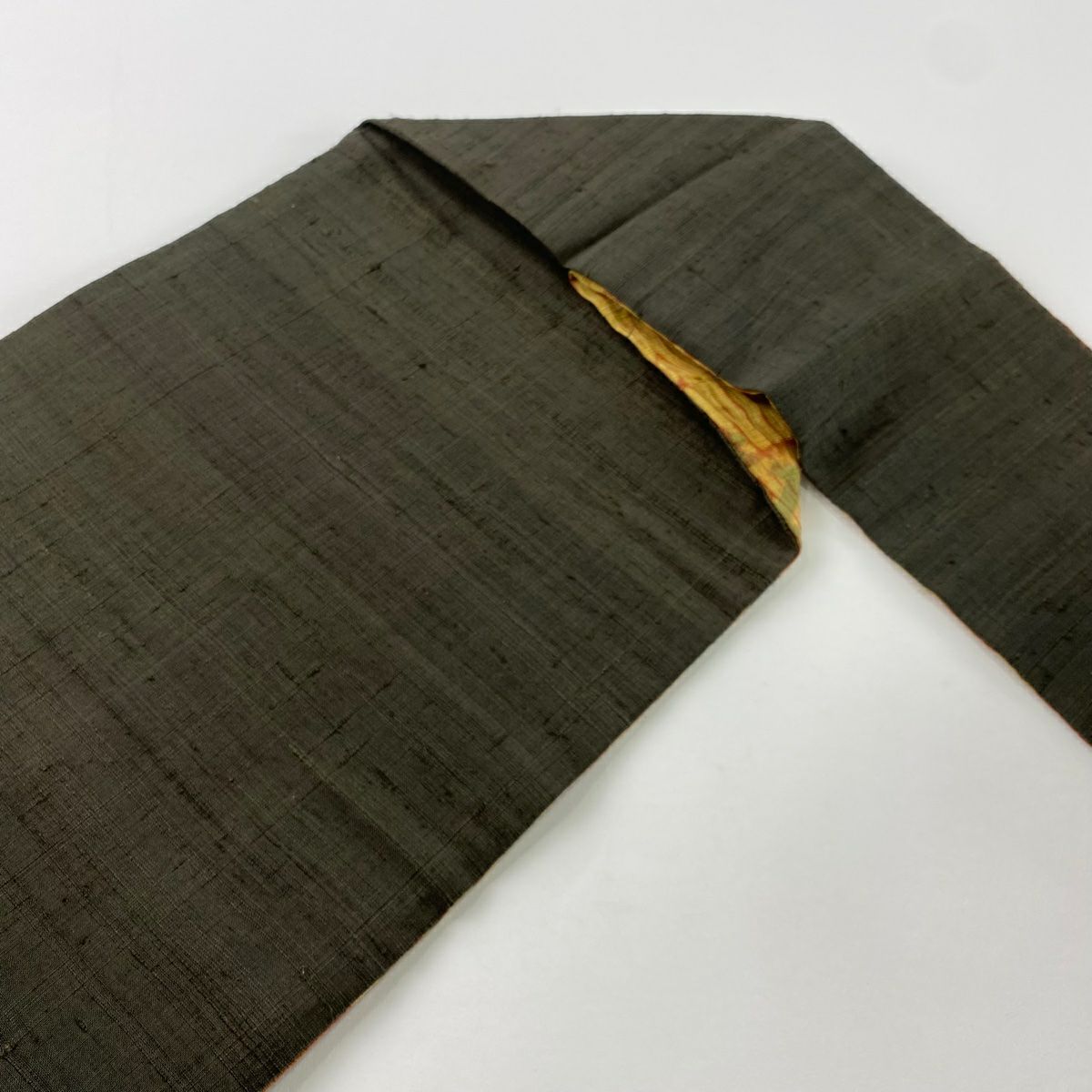 【美品】 名古屋帶 秀品級 紬織織 菱青海波 菱井桁 金銀彩 絞染 深綠 純蠶絲