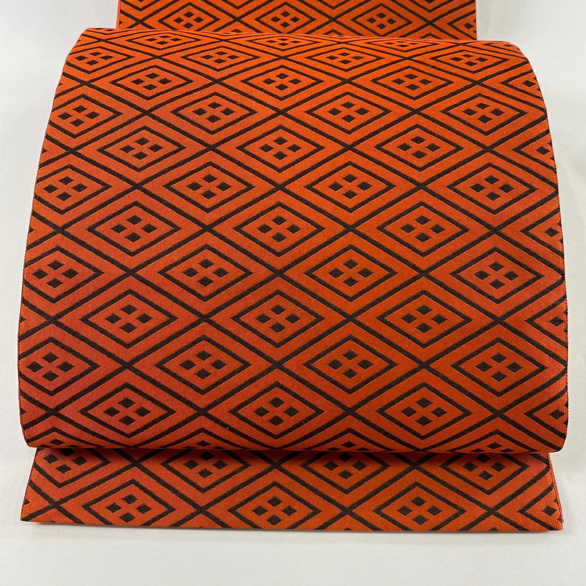 【美品】 袋帶 秀品級 證書齊全 菱形 朱紅色 全通 純蠶絲