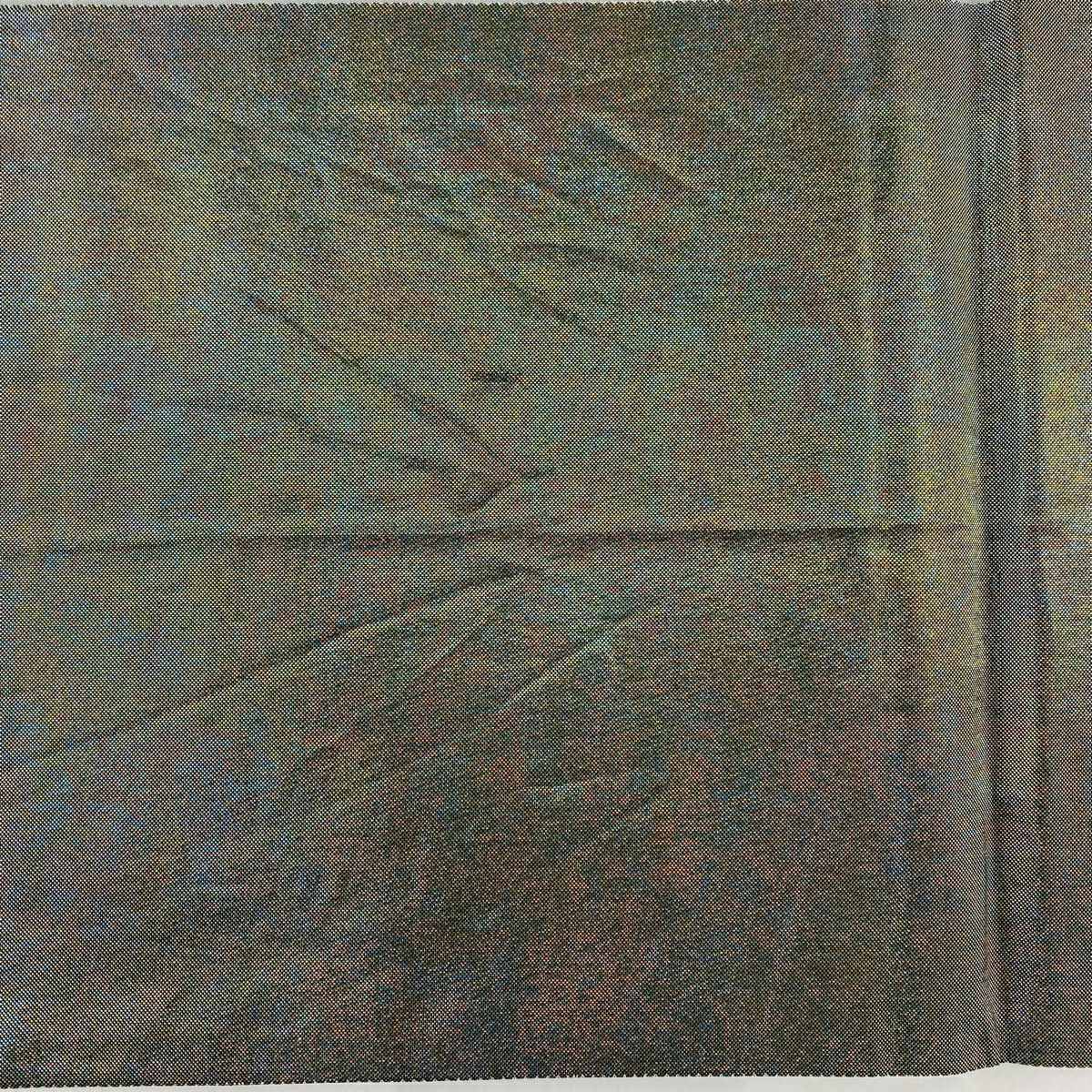 【美品】 袋帶 秀品級 草花紋 格子 金絲 金金箔 鶯色 六通 純蠶絲