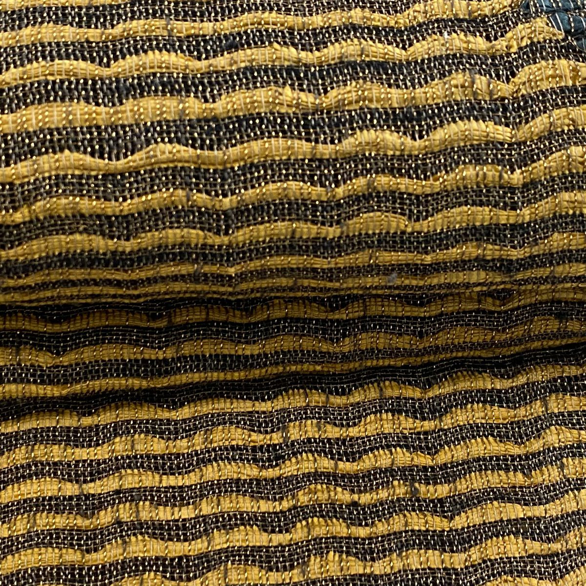 【美品】名古屋帶 秀品級 夏帶 八寸名古屋帶 山並 霞 金絲 山吹茶 純蠶絲
