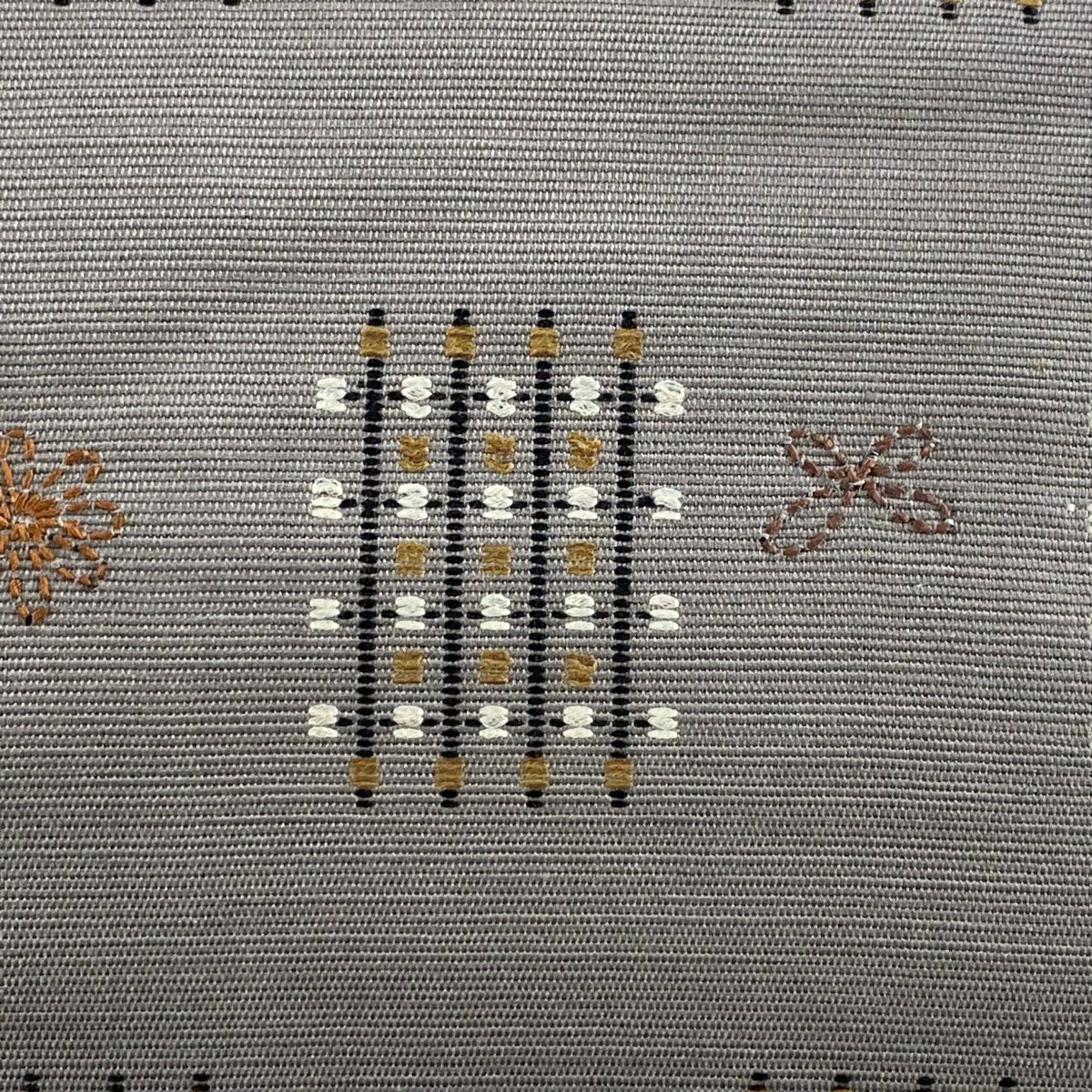 袋帶 秀品級 花紋 幾何圖案 刺繡 灰 深藍 六通 純蠶絲