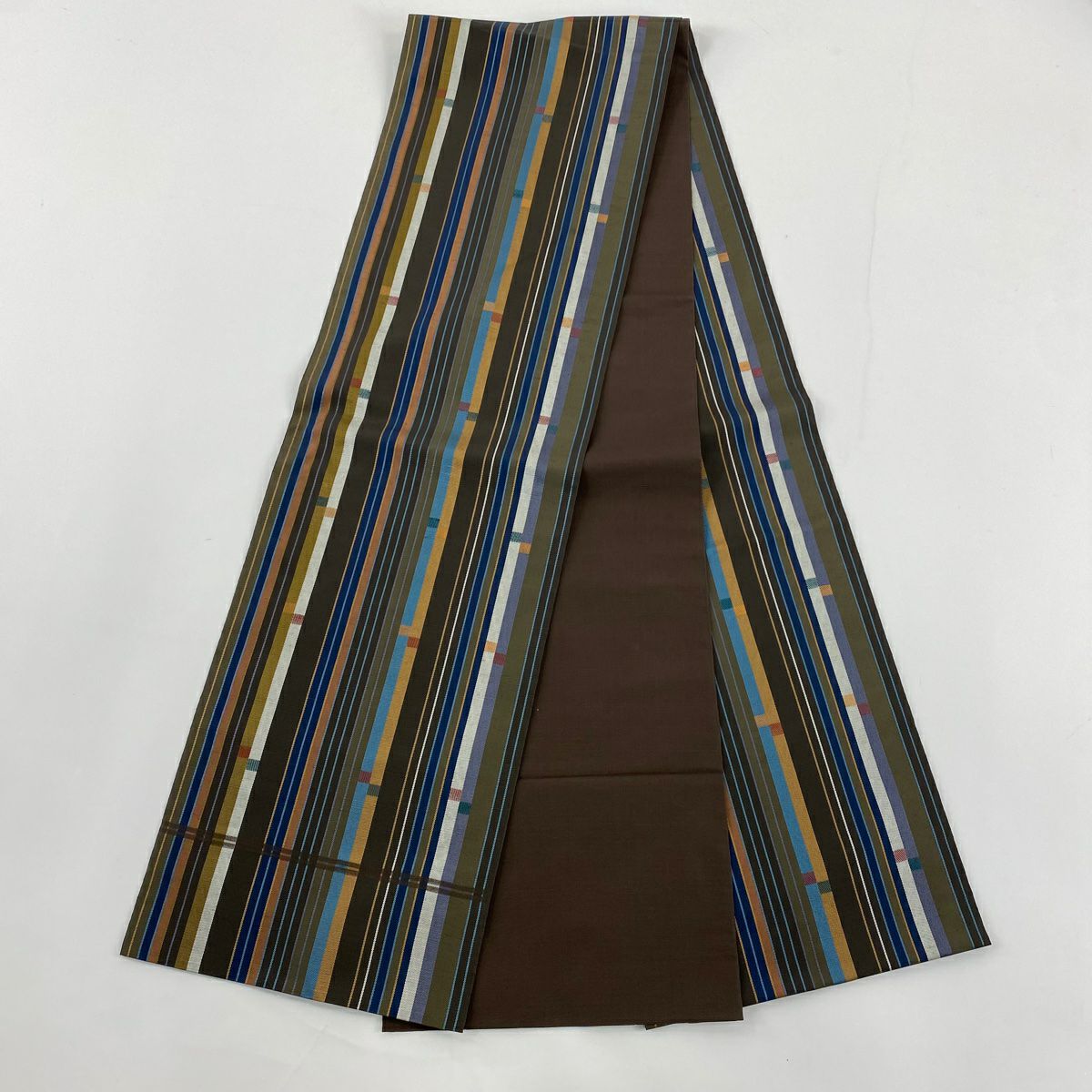 【美品】 紬織 身長159.5cm 袖長63.5cm S 雙層 袋帶套裝 葡萄 幾何圖案 墨色 純蠶絲 名品級
