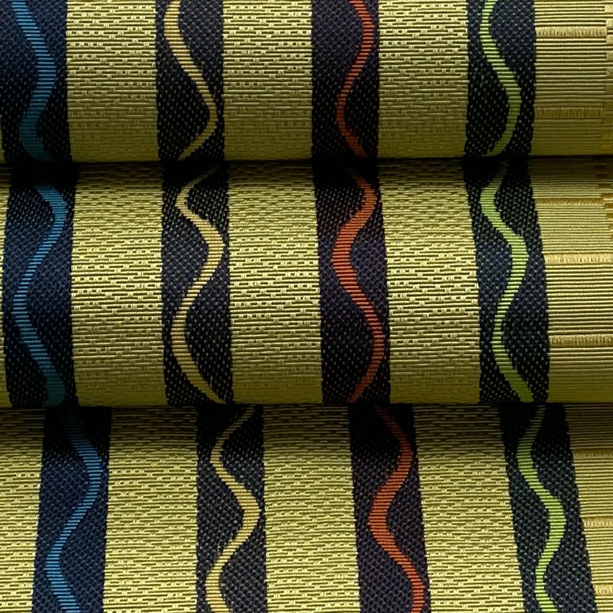 【美品】半幅帶 名品級 證書齊全 博多織 雜紋 格子 黃綠 純蠶絲