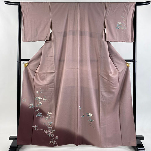 訪問服 身長166cm 袖長65cm M 雙層 枝花 霞 漸層 薄紫 純蠶絲 秀品級