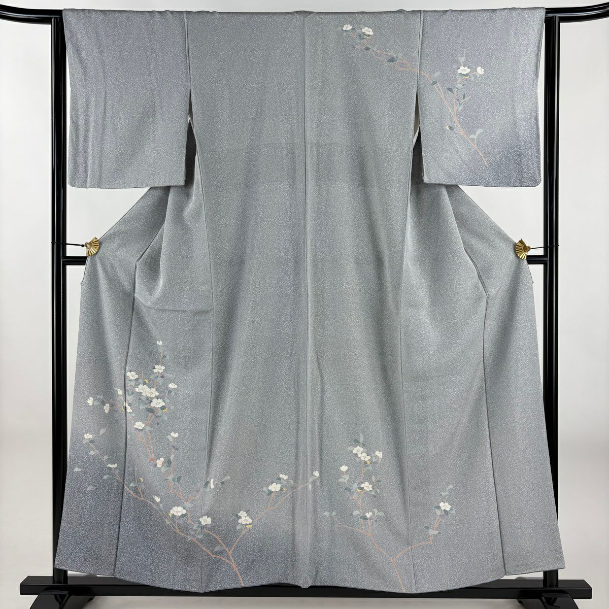 訪問服 身長157cm 袖長64cm M 雙層 枝花 漸層 灰 純蠶絲 優品級