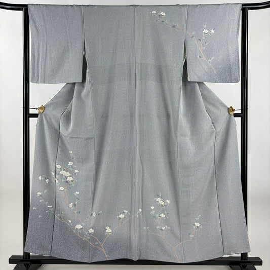 訪問服 身長157cm 袖長64cm M 雙層 枝花 漸層 灰 純蠶絲 優品級