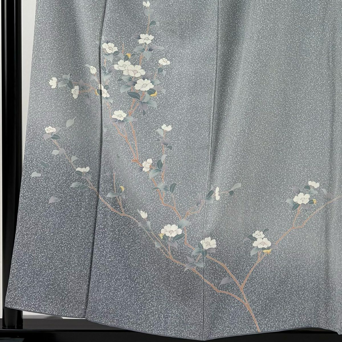 訪問服 身長157cm 袖長64cm M 雙層 枝花 漸層 灰 純蠶絲 優品級