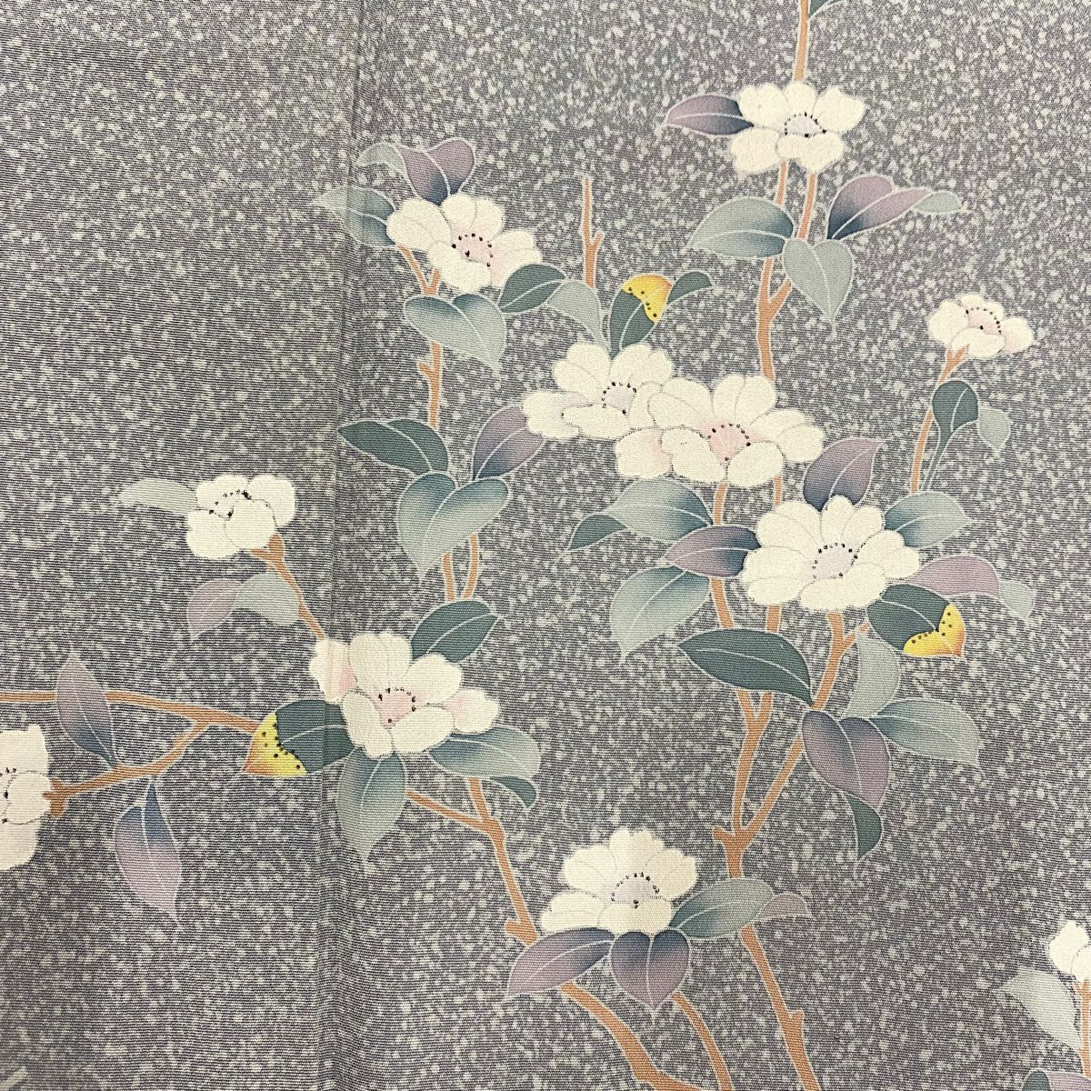 訪問服 身長157cm 袖長64cm M 雙層 枝花 漸層 灰 純蠶絲 優品級