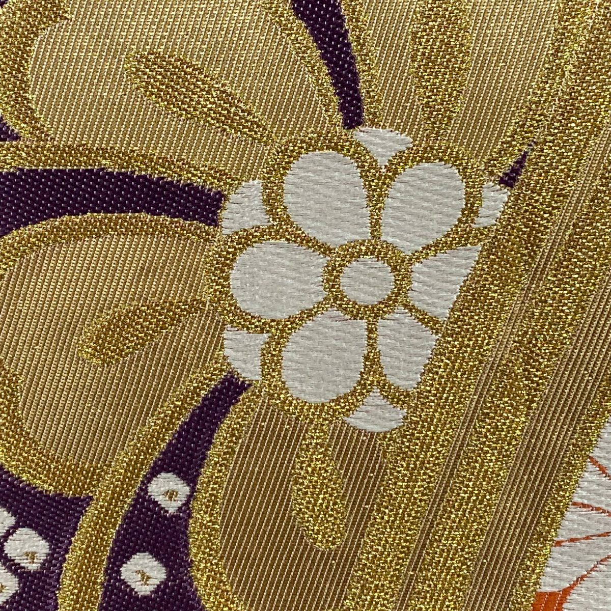 袋帶 秀品級 櫻花 梅花花 金絲 金金箔 鮭粉色 六通 純蠶絲