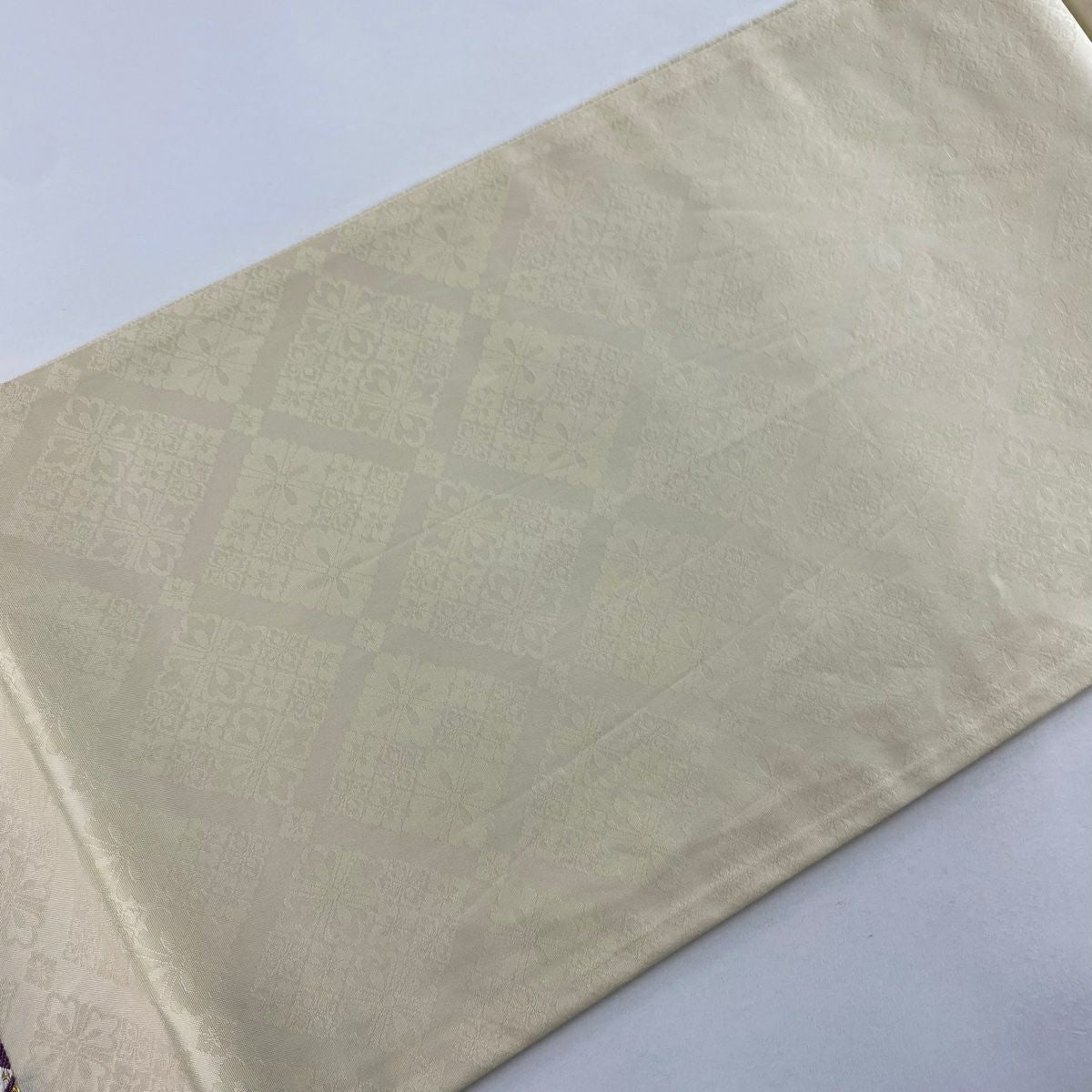 袋帶 秀品級 櫻花 梅花花 金絲 金金箔 鮭粉色 六通 純蠶絲