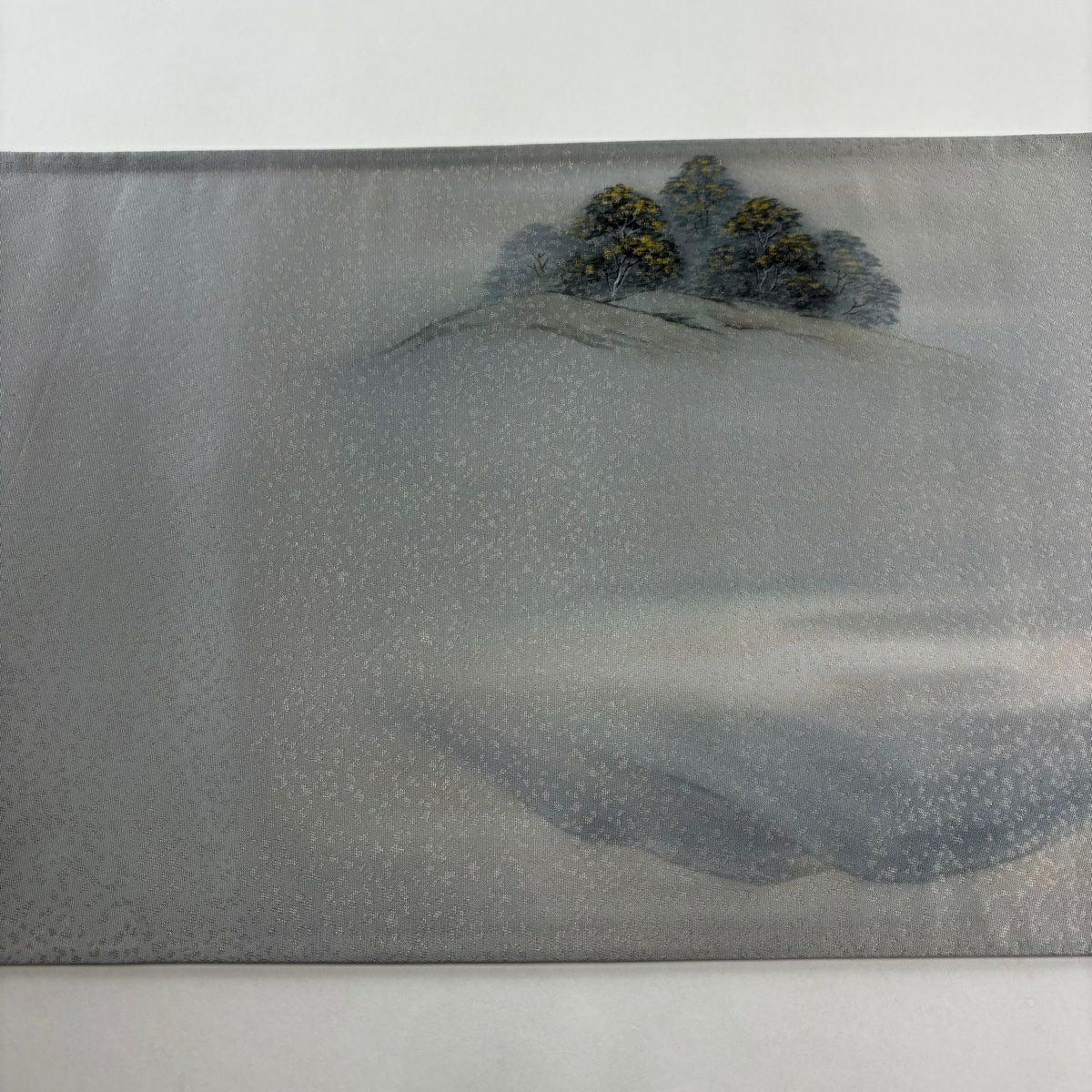 【美品】 袋帶 秀品級 松樹 風景 金銀彩 金金箔 青灰 純蠶絲
