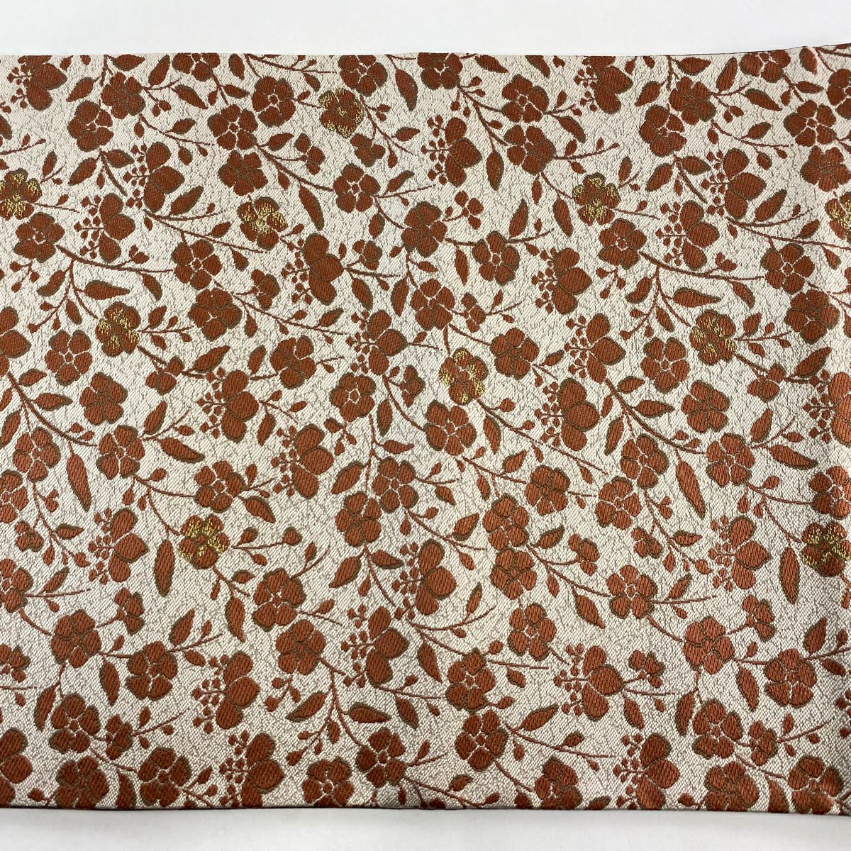 【美品】 袋帶 名品級 草花紋紋 桐 金絲 米色 大鼓圖案 純蠶絲