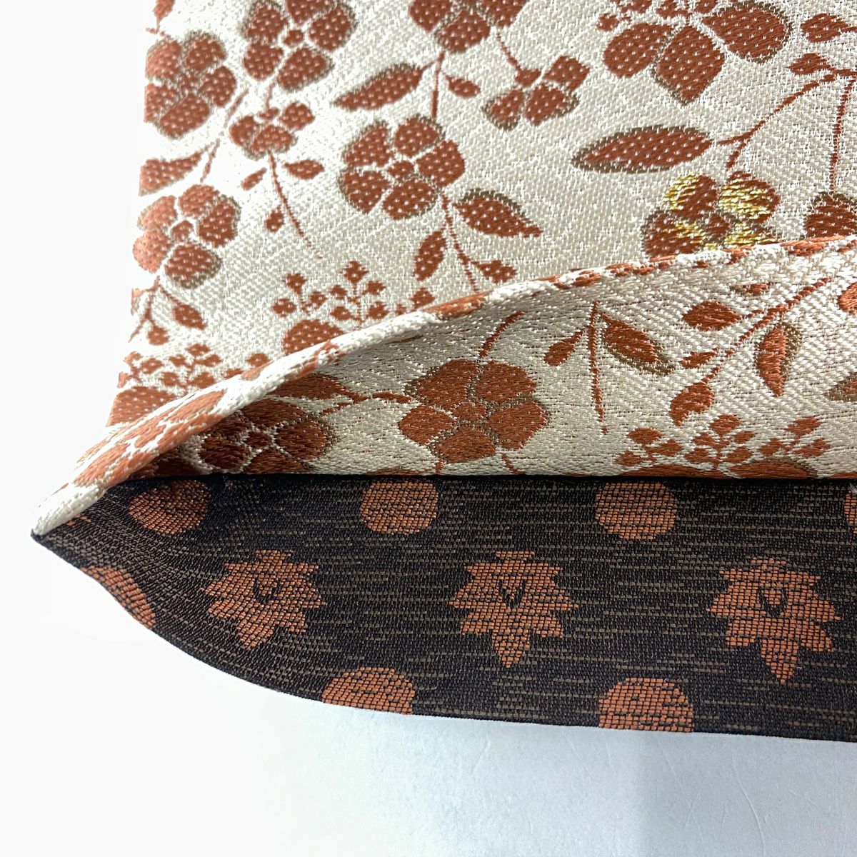 【美品】 袋帶 名品級 草花紋紋 桐 金絲 米色 大鼓圖案 純蠶絲
