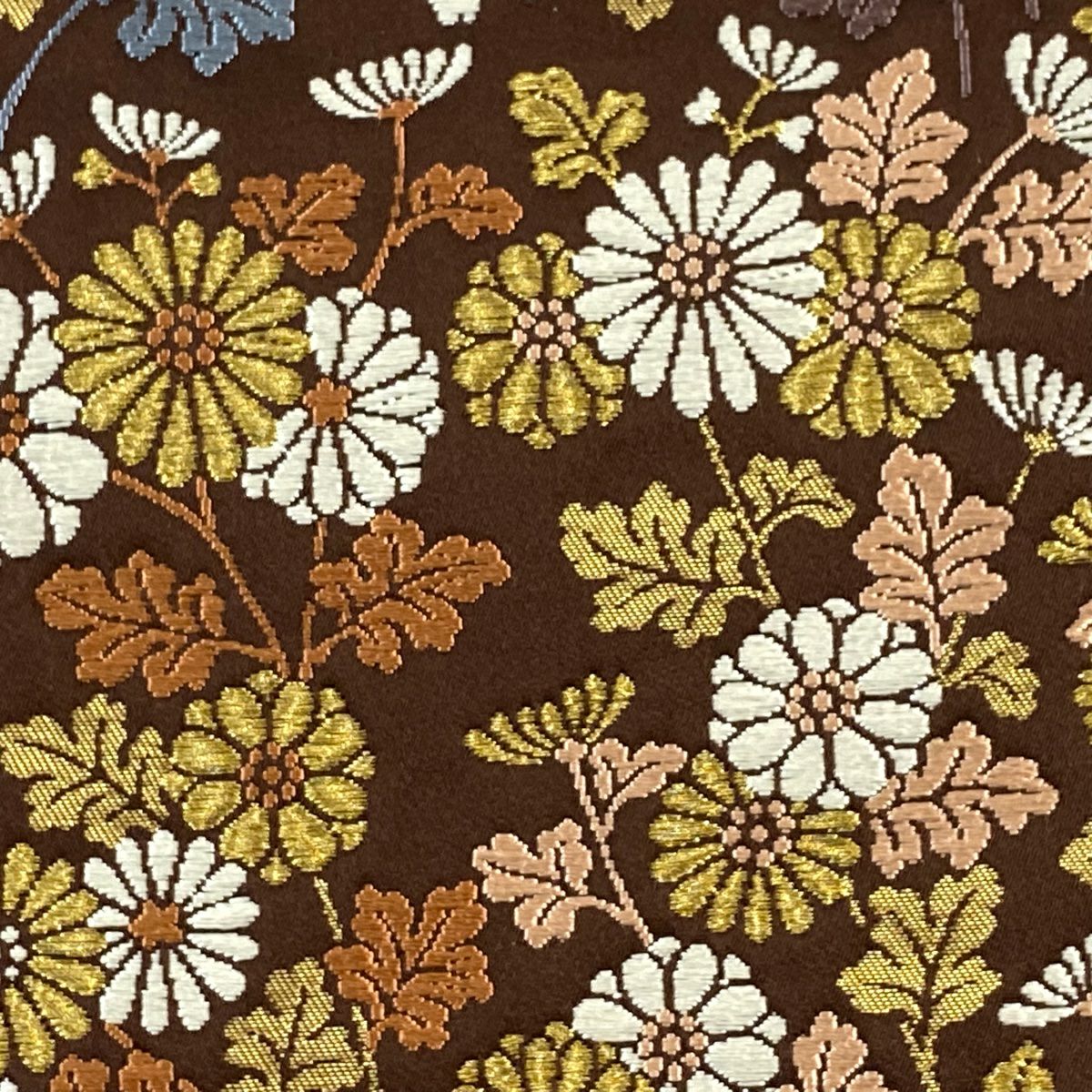 【美品】 袋帶 名品級 菊花 金絲 紫 六通 純蠶絲