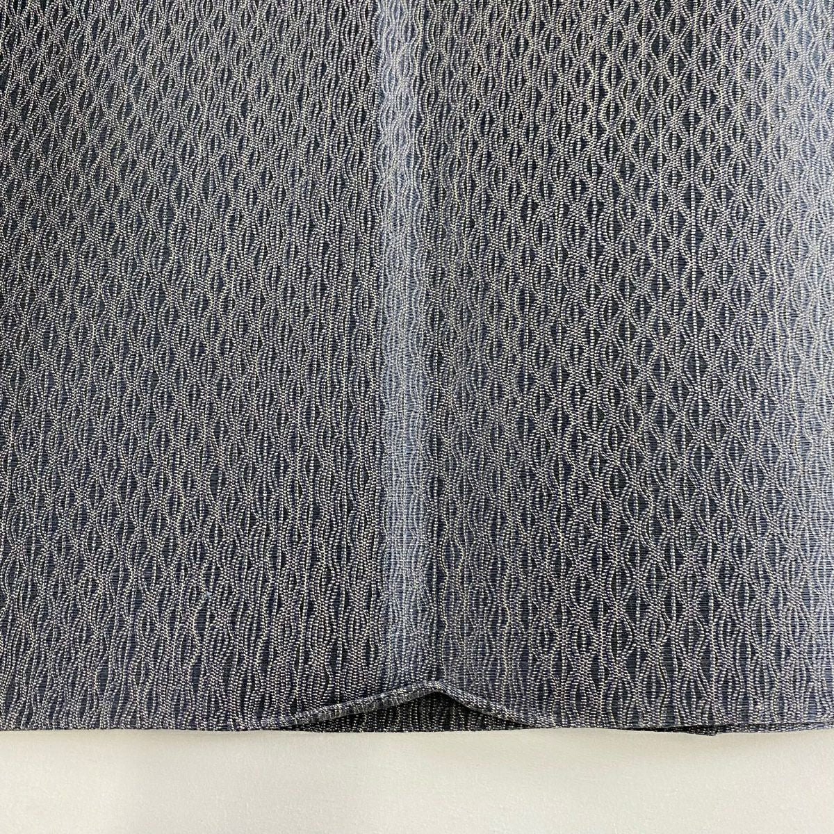 【美品】 袋帶 秀品級 夏帶 波 幾何圖案 金銀彩 深藍色 大鼓圖案 純蠶絲