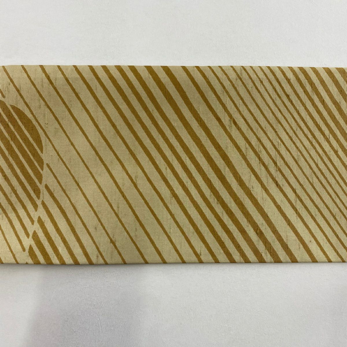 名古屋帶 秀品級 紬織織 斜紋 流水 米色 純蠶絲