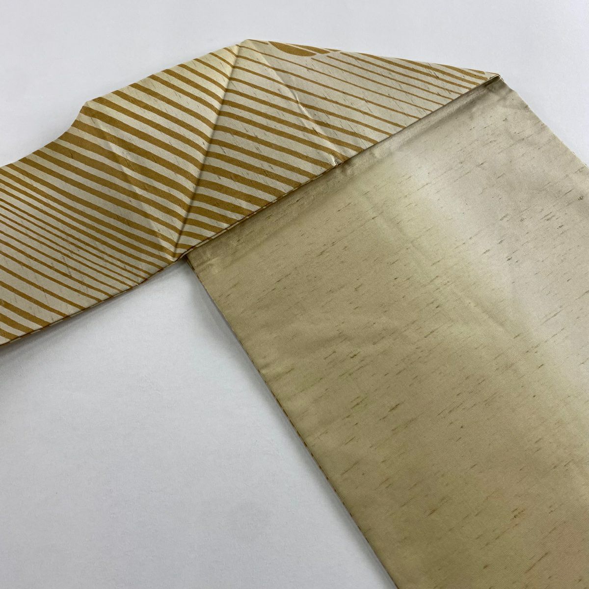 名古屋帶 秀品級 紬織織 斜紋 流水 米色 純蠶絲