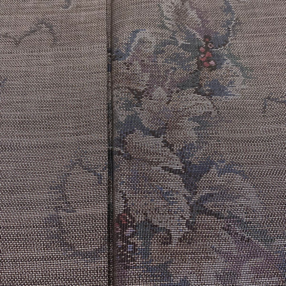 【美品】 紬織 身長163cm 袖長63cm S 雙層 大和 葉與果實 茶 純蠶絲 優品級