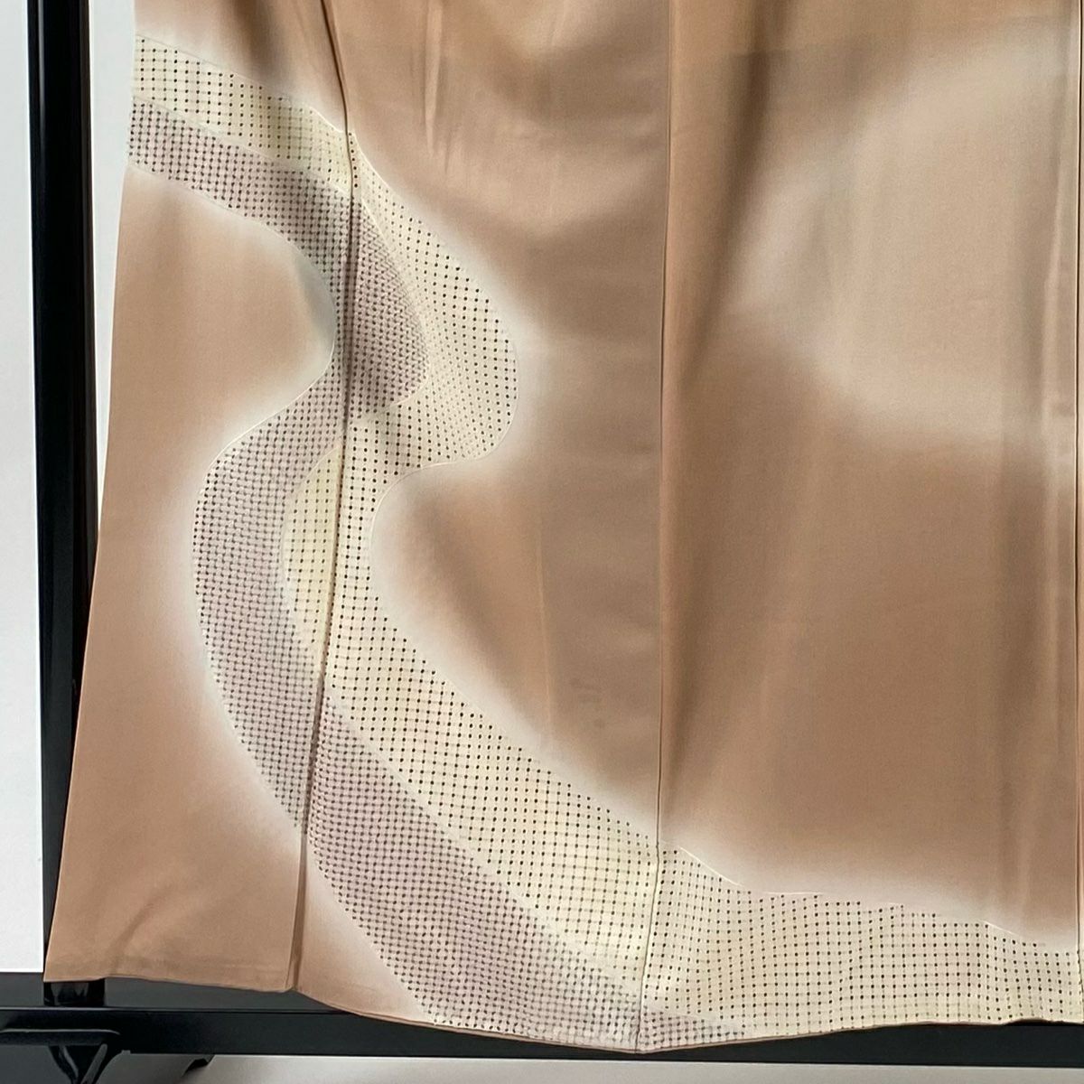 付下 身長157.5cm 袖長66.5cm M 雙層 落款有 流水刺繡 漸層 粉米色 純蠶絲 優品級