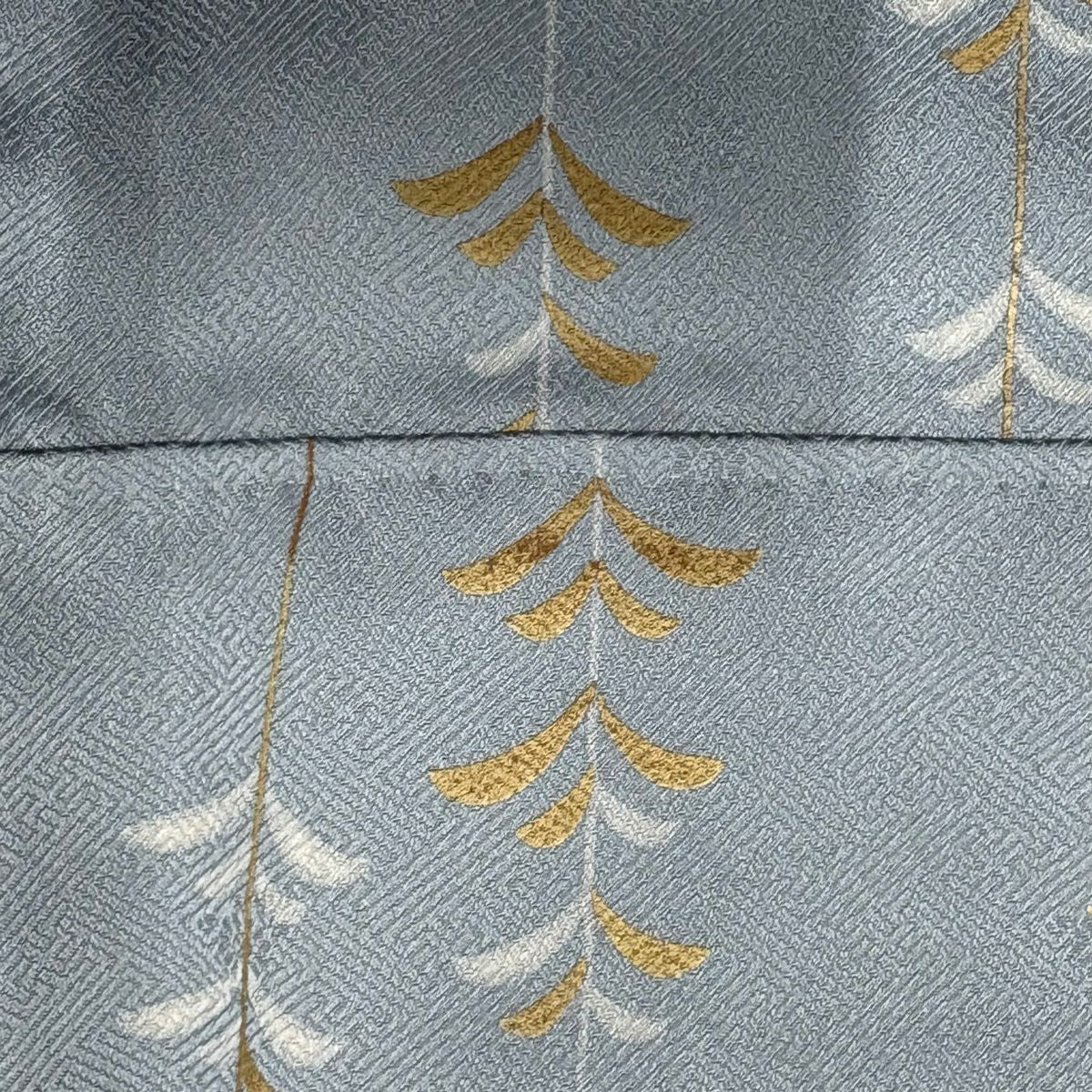 訪問服 身長153cm 袖長65cm M 雙層 扇子面 菊花 花刺繡 金彩裝飾 水色 純蠶絲 秀品級
