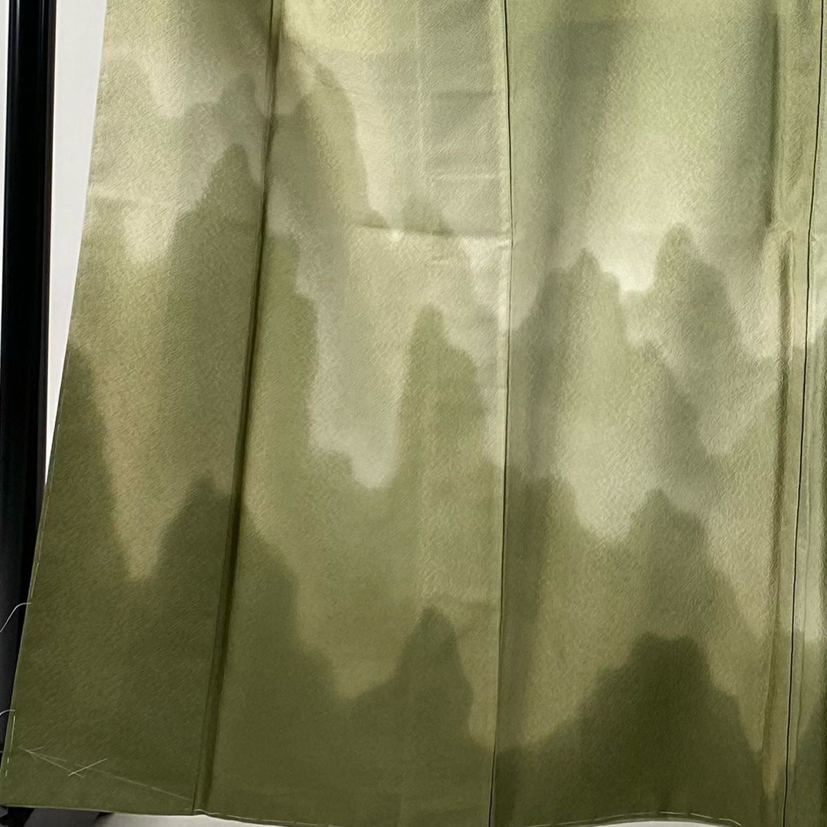 付下 身長163cm 袖長66.5cm M 雙層 形狀 紋理 淺綠 純蠶絲 優品級
