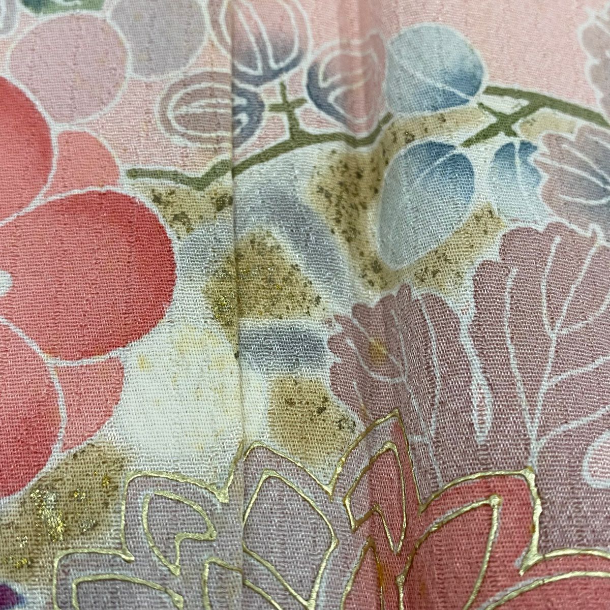 訪問服 身長159cm 袖長65cm M 雙層 菊花 梅花 金銀彩 漸層 粉色 純蠶絲 優品級
