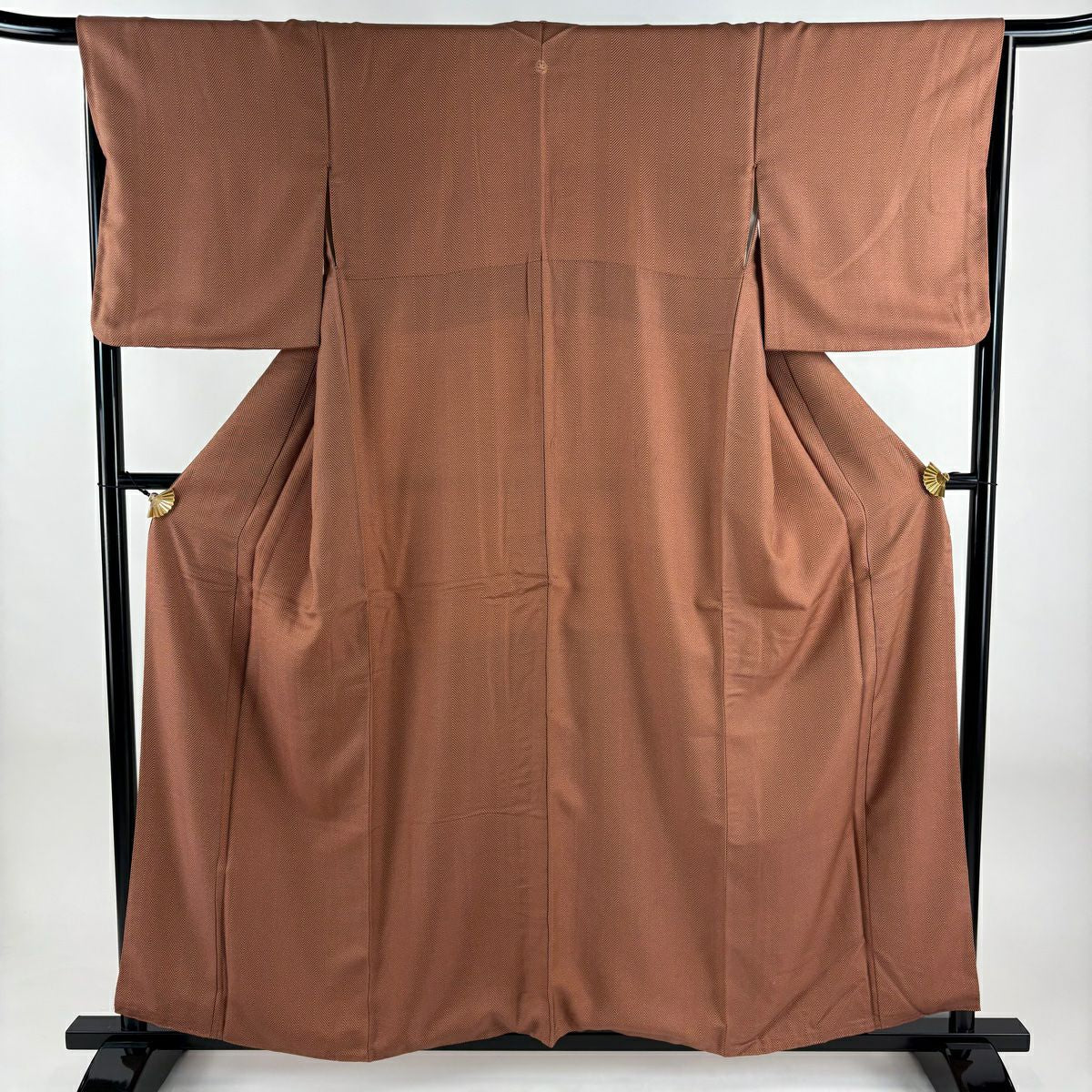小紋 身長156.5cm 袖長66.5cm M 雙層 幾何學 薄茶 純蠶絲 秀品級 一つ紋