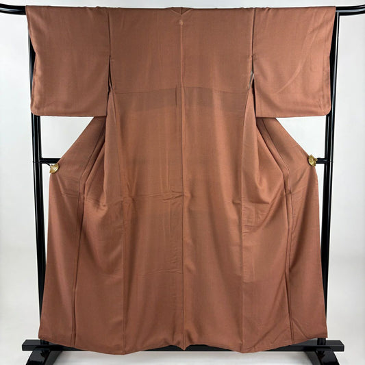 小紋 身長156.5cm 袖長66.5cm M 雙層 幾何學 薄茶 純蠶絲 秀品級 一つ紋