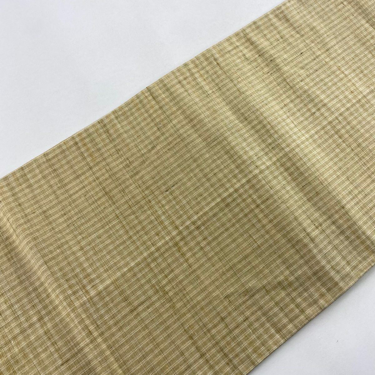 【美品】 袋帶 秀品級 紬織織 鳥 草花紋 金銀彩 米色 大鼓圖案 純蠶絲
